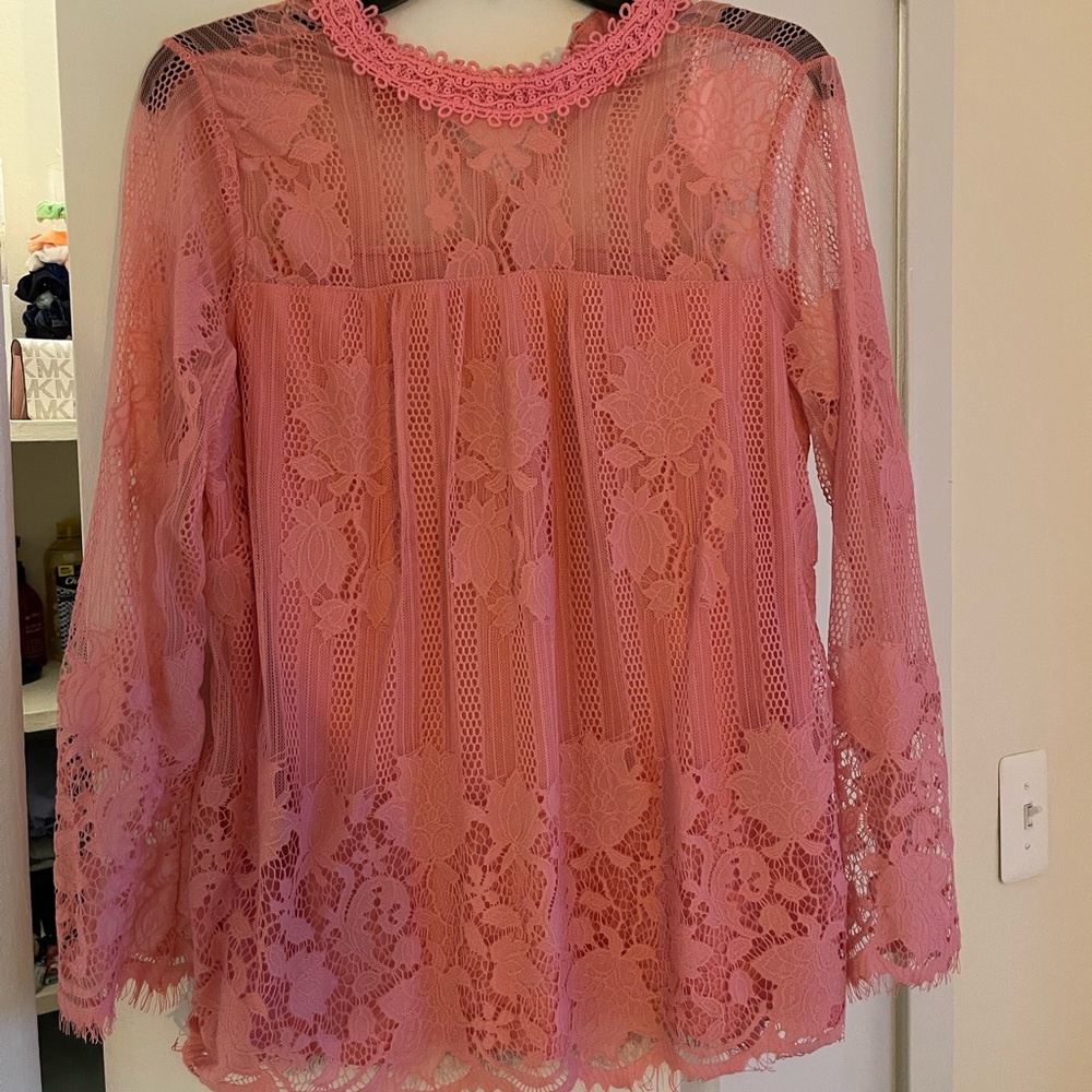 Pink lace top size medium